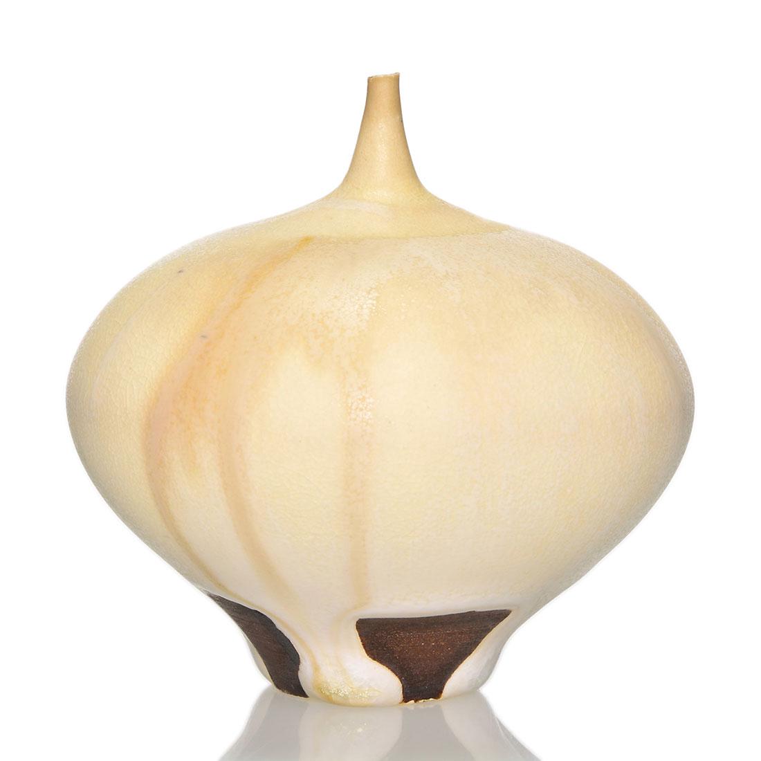 Cabat Feelie vase, tan crystalline glaze, 3 x 3 1/4" (1 of 2)