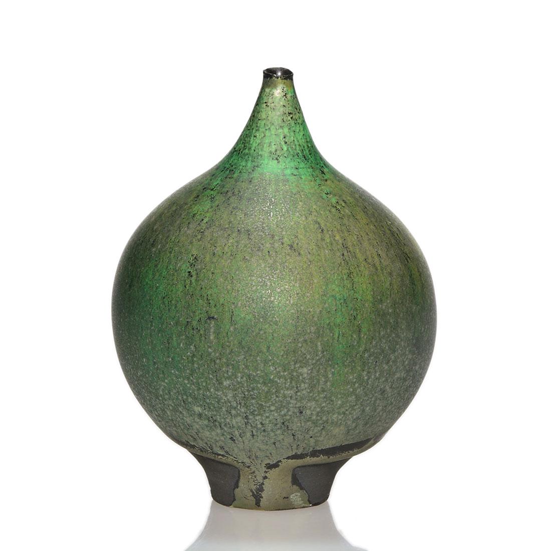 Cabat Feelie vase, green, tan, black, 3 1/8" x 2 3/8" (1 of 1)