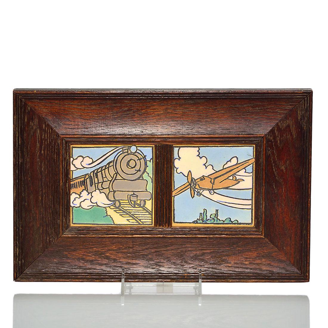 Mosaic Tile Company 2 tile set, train, plane, 4 1/8" (1 of 1)