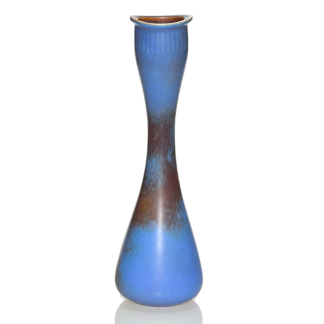 Gunnar Nylund vase for Rorstrand, blue, rose,12 1/4" (1 of 2)