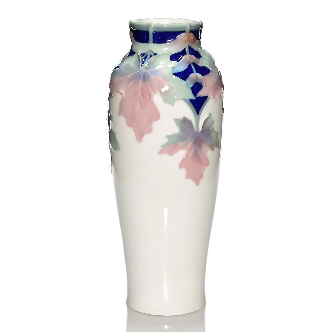 Elegant Rorstrand vase, fall maple leaves, 16" (1 of 2)