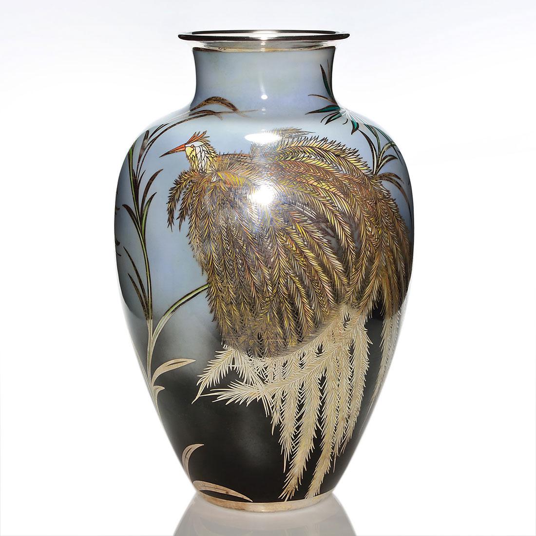 Large Heinrich vase,silver overlay bird,Pluterhausen,20 (1 of 1)