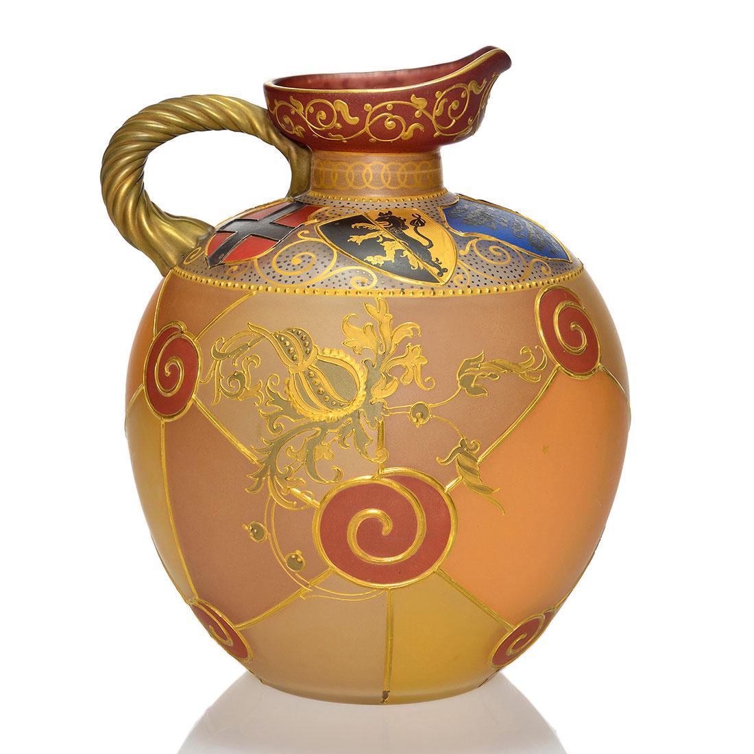 Royal Flemish ewer, Coat of Arms, floral, 9 1/8" (1 of 3)