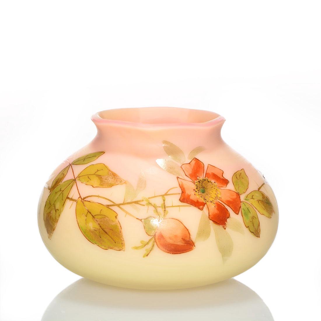 Thos Webb & Sons Queens acid Burmese, floral, 2 1/8" (1 of 1)