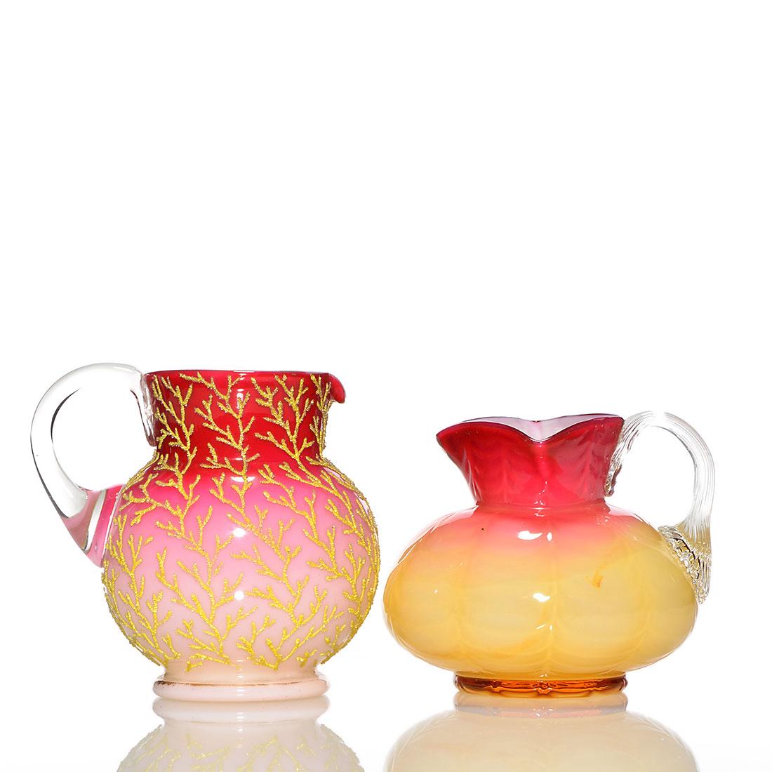 2 miniature pitchers: Peachblow Coraline + Wheeling (1 of 1)