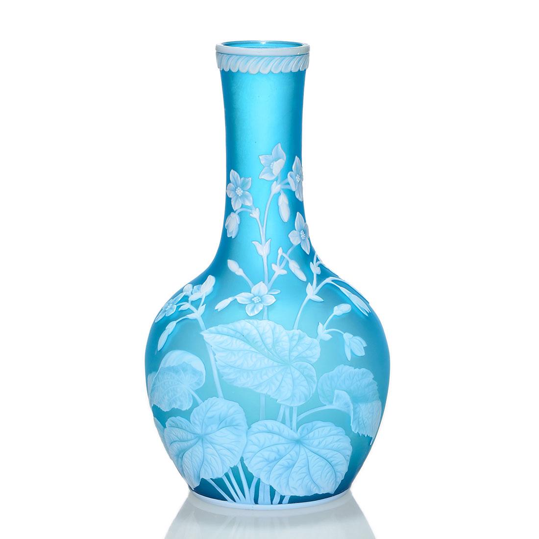 English cameo vase, wild flowers & foliage, 8 3/4" (1 of 2)