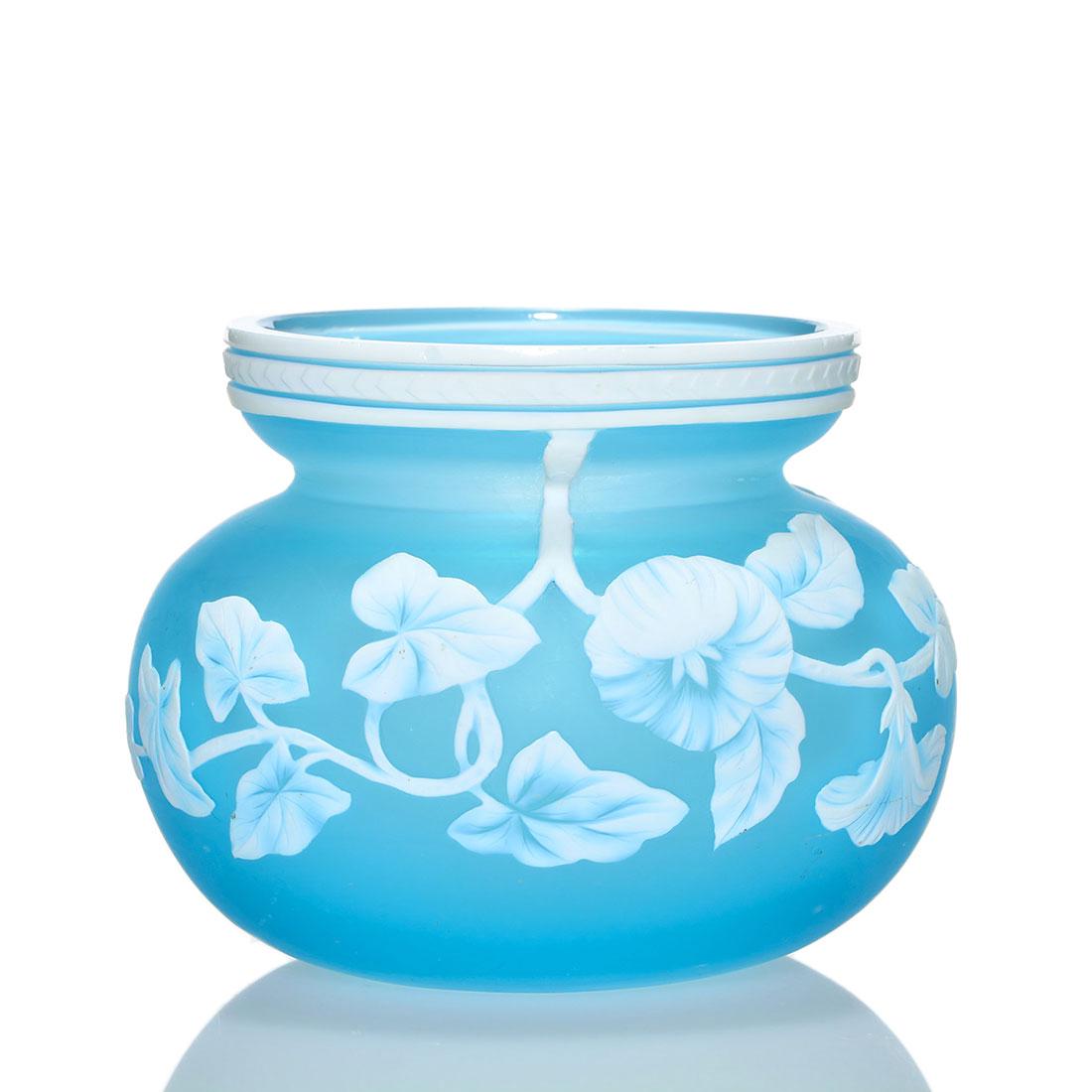 Thos. Webb & Sons cameo vase, miniature, blue, 3 1/4" (1 of 1)