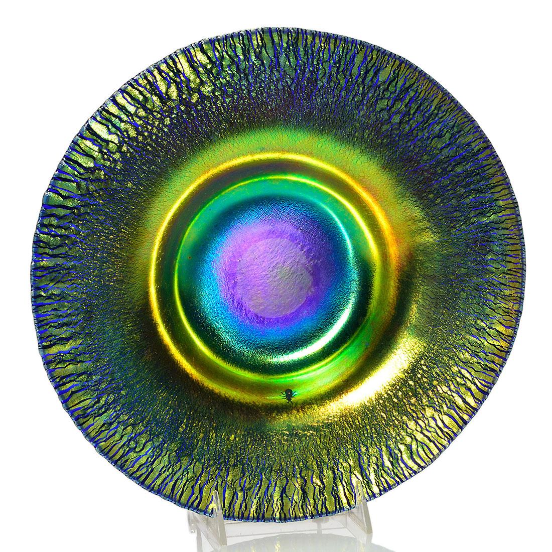 Tiffany centerbowl, engraved beetle, 12 1/4"D, signed (1 of 4)