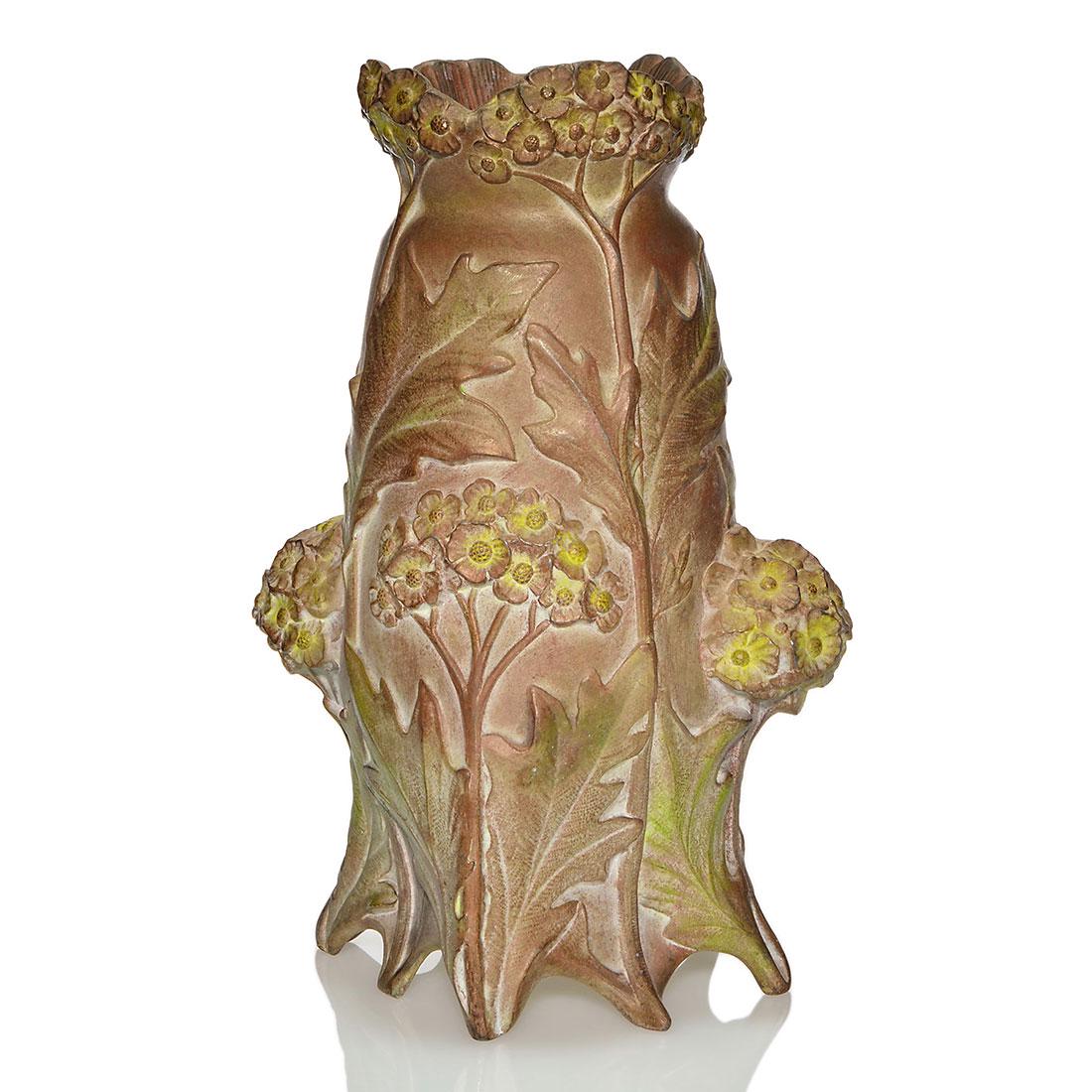 Helene Sibeud Art Nouveau metal vase, hydrangea, 12 1/4 (1 of 2)
