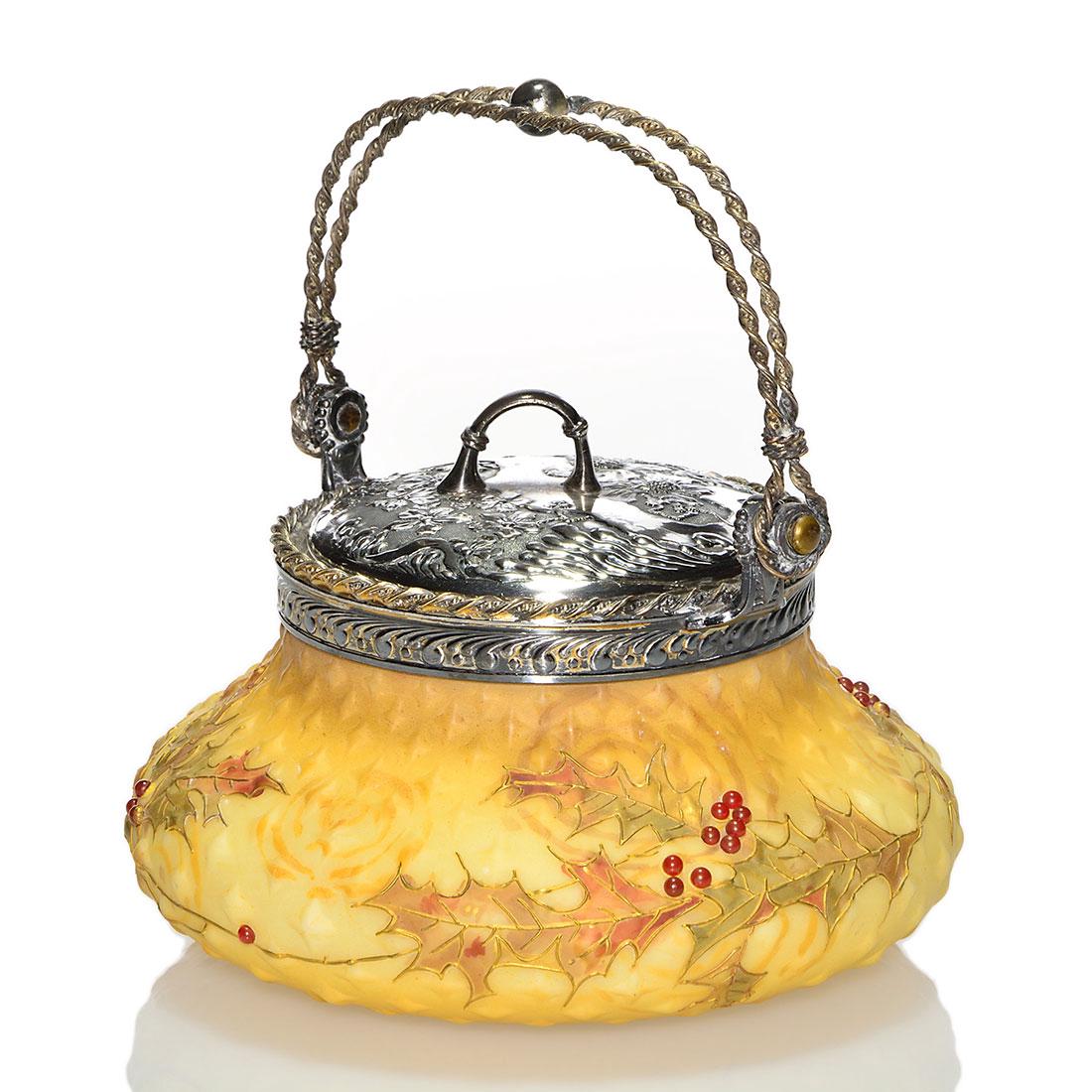 Crown Milano sweetmeat, holly, MW silver cover, 3" (1 of 2)