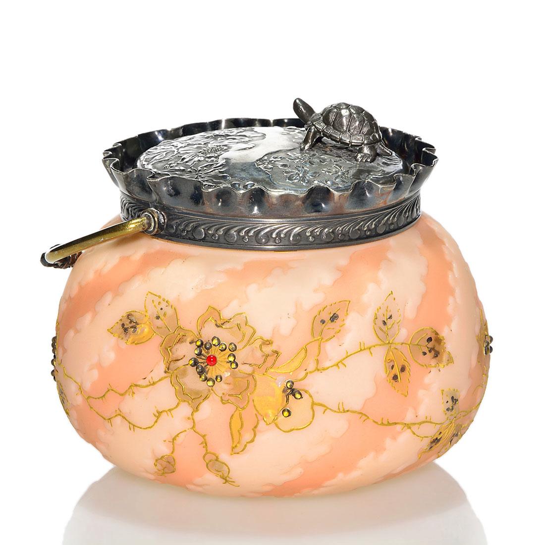 Crown Milano sweetmeat, beaded floral, turtle on cover (1 of 2)