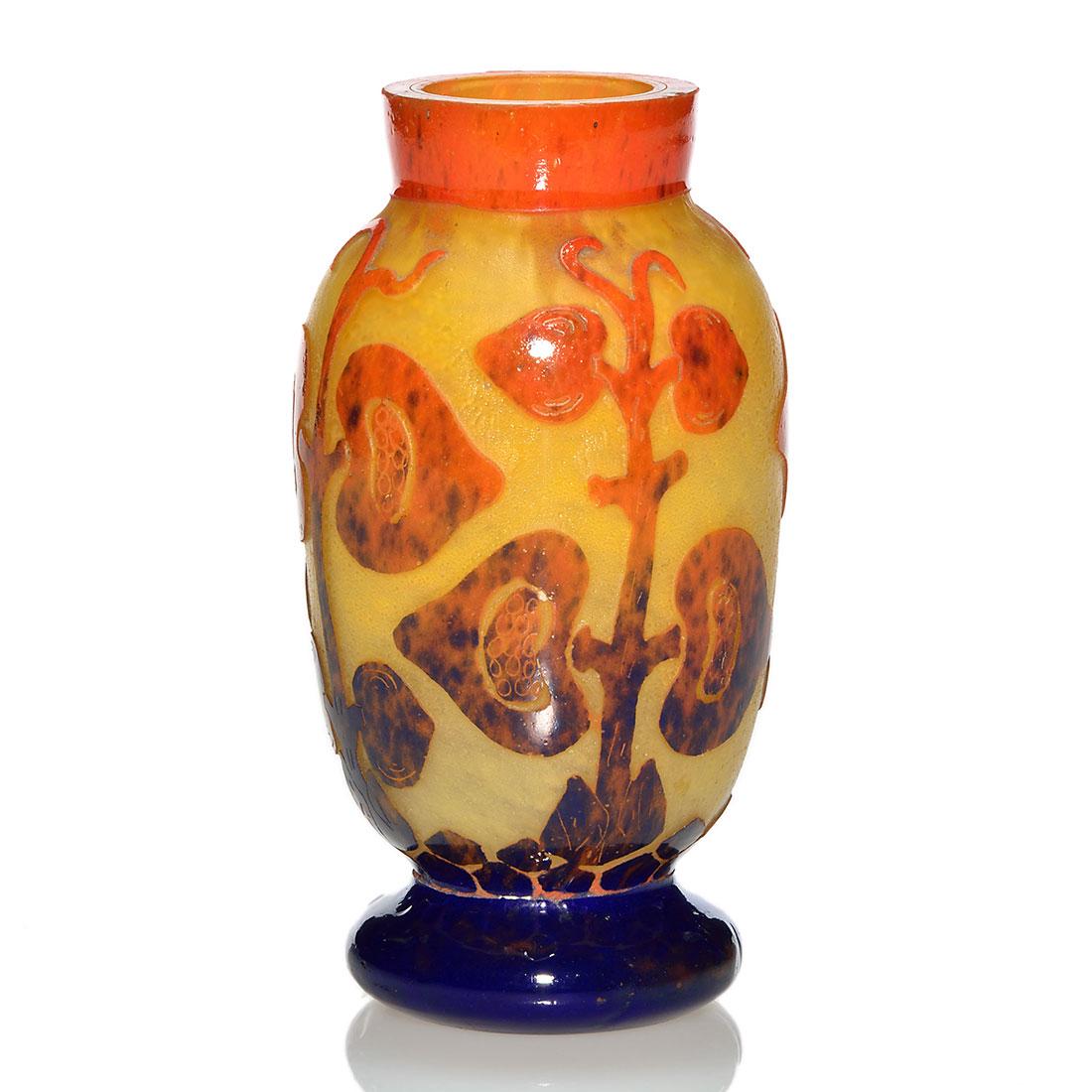 LeVerre Francais cameo miniature vase, 4 1/2", signed (1 of 1)