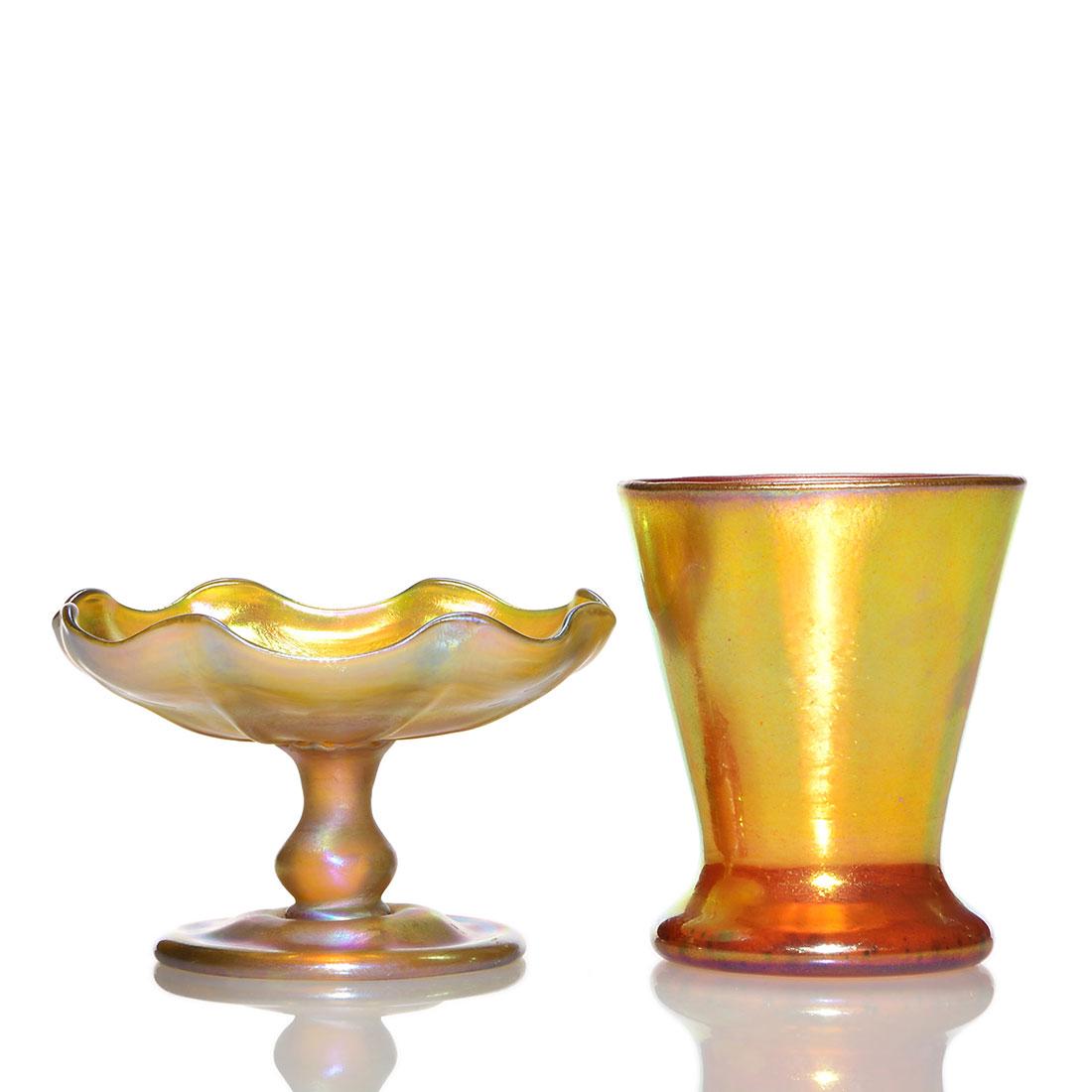 2 items: Miniature Tiffany compote + Kew Blas vase (1 of 1)
