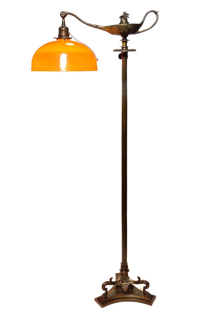 Tiffany floor lamp,Steuben Aurene Calcite shade,53 1/2" (1 of 2)