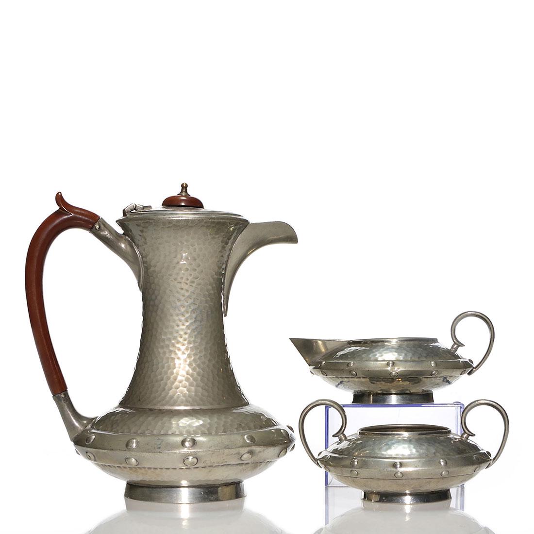 Ashberry Pewter Arts & Crafts tea pot, creamer, sugar (1 of 1)