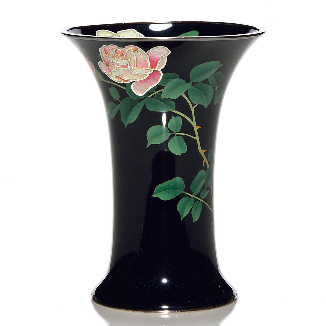 Japanese Ando Jubei Cloisonne Plique-a-Jour vase, 7 1/8 (1 of 2)