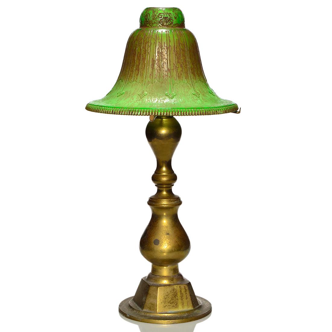 Daum Nancy Art Deco lamp, attributed,  brass base, 23" (1 of 2)