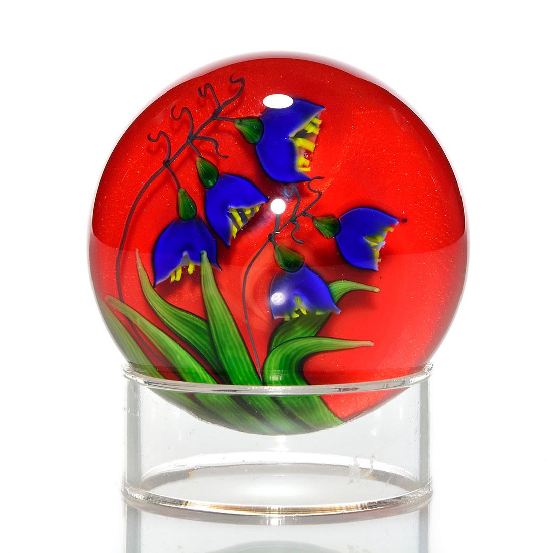 Steven Lundberg paperweight, blue bells, 2 1/2" (1 of 1)