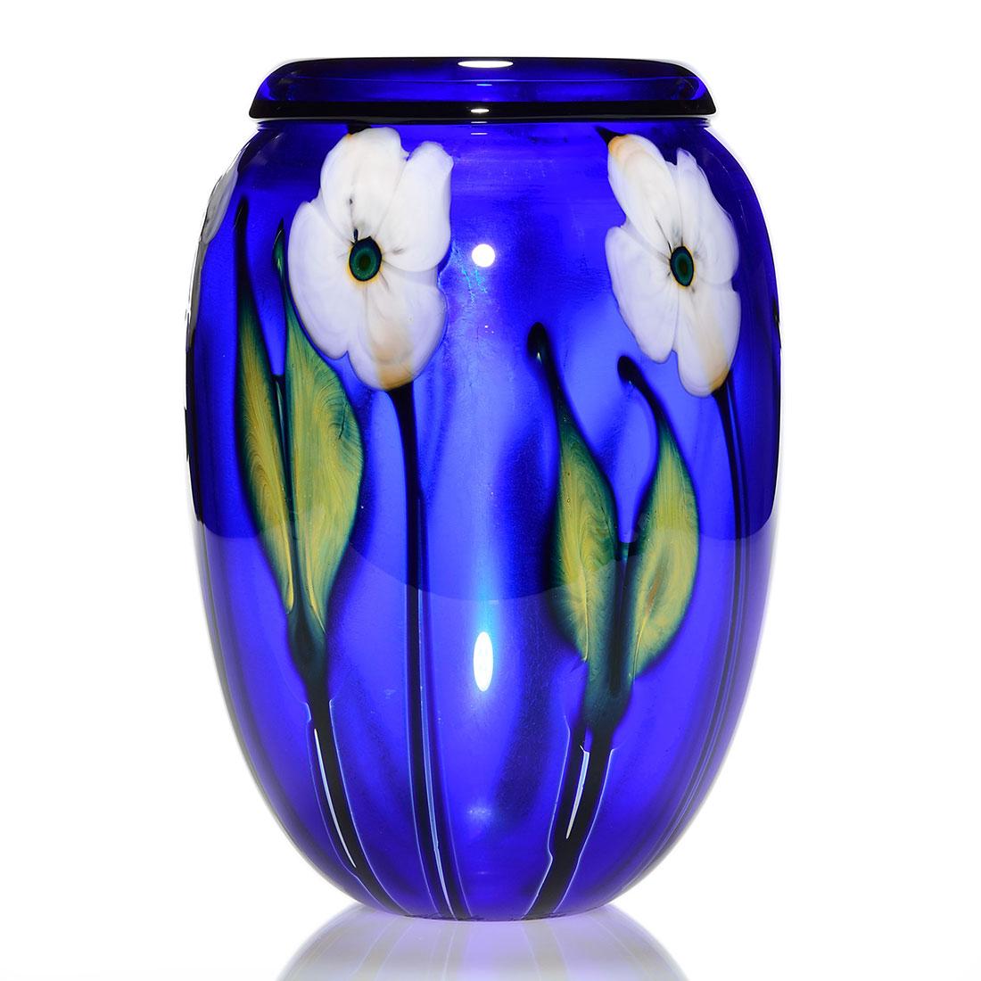 Charles Lotton Multi Flora vase, copper blue, 9 3/4" (1 of 2)