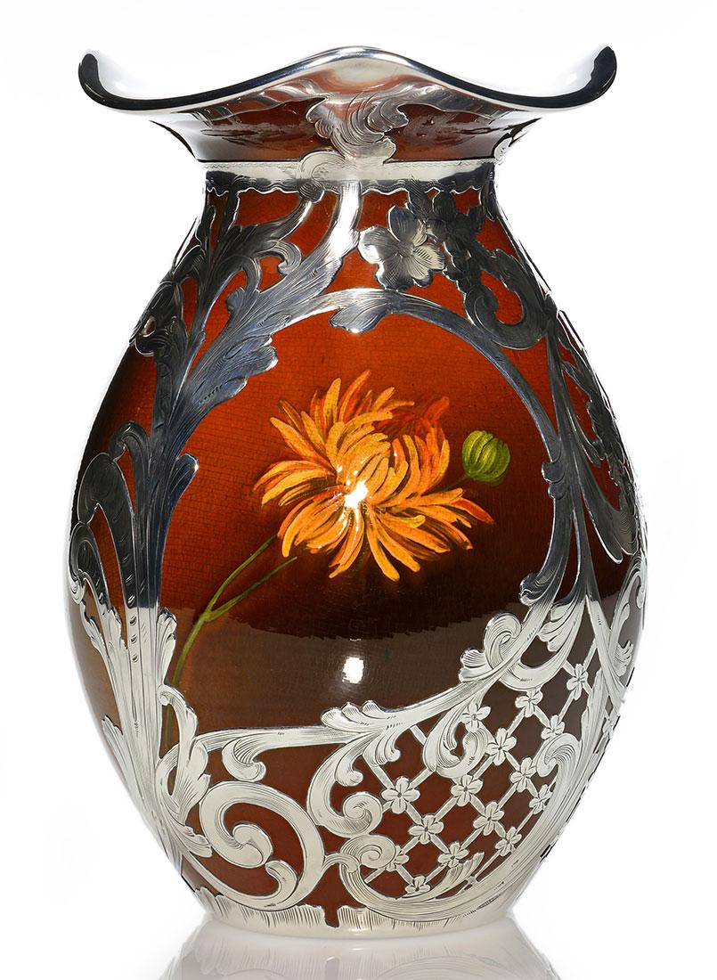 Rookwood Standard vase, Silver Overlay, AMV, '92, 9 3/4 (1 of 4)