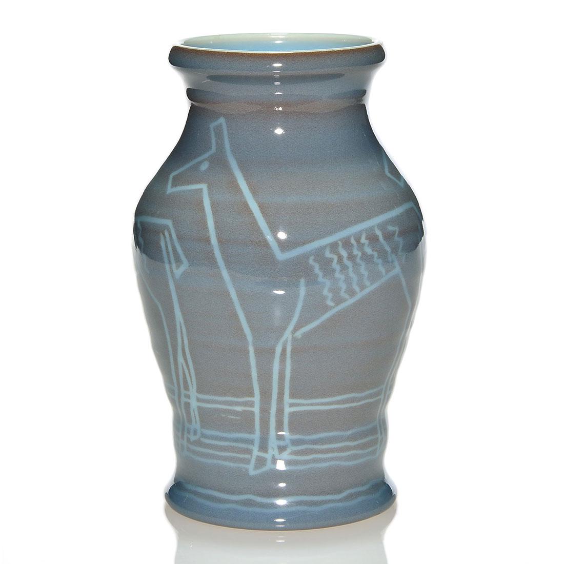 Rookwood High glaze vase, deer, Wareham, 1952, 8 3/8 (1 of 2)