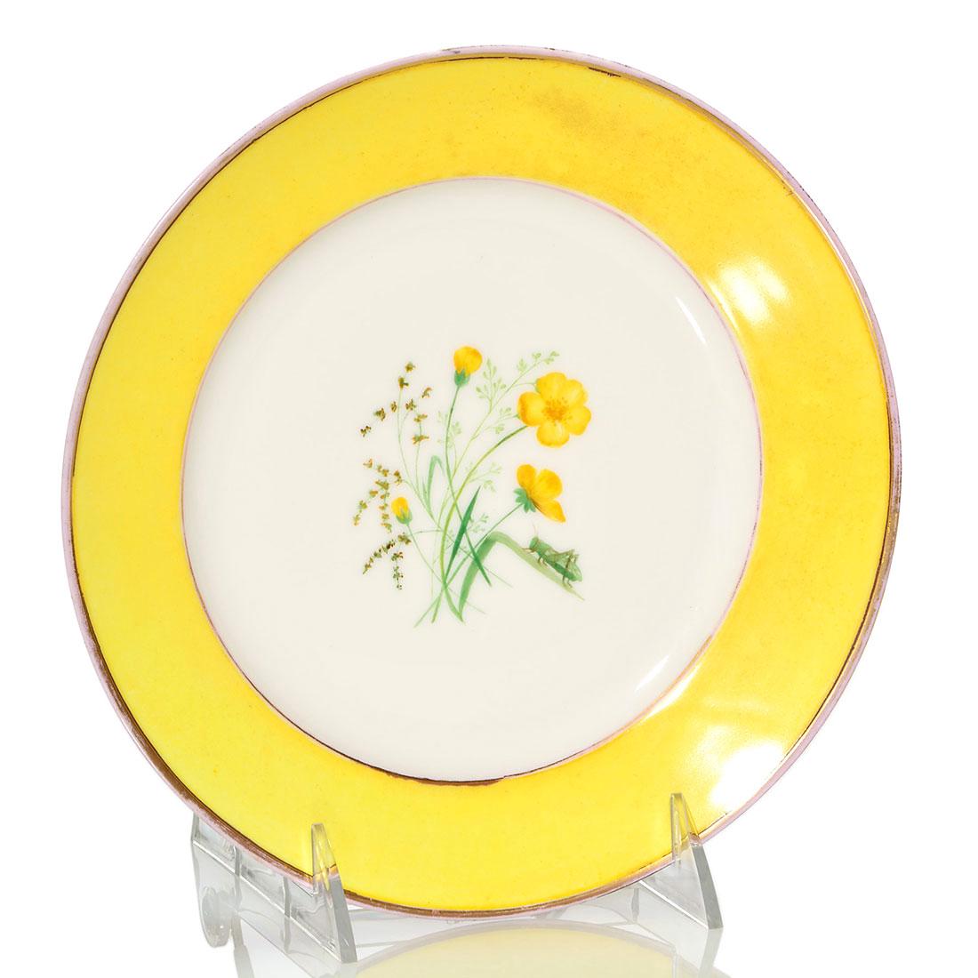 China Painting plate, flowers, grasshopper, McLaughlin, (1 of 1)