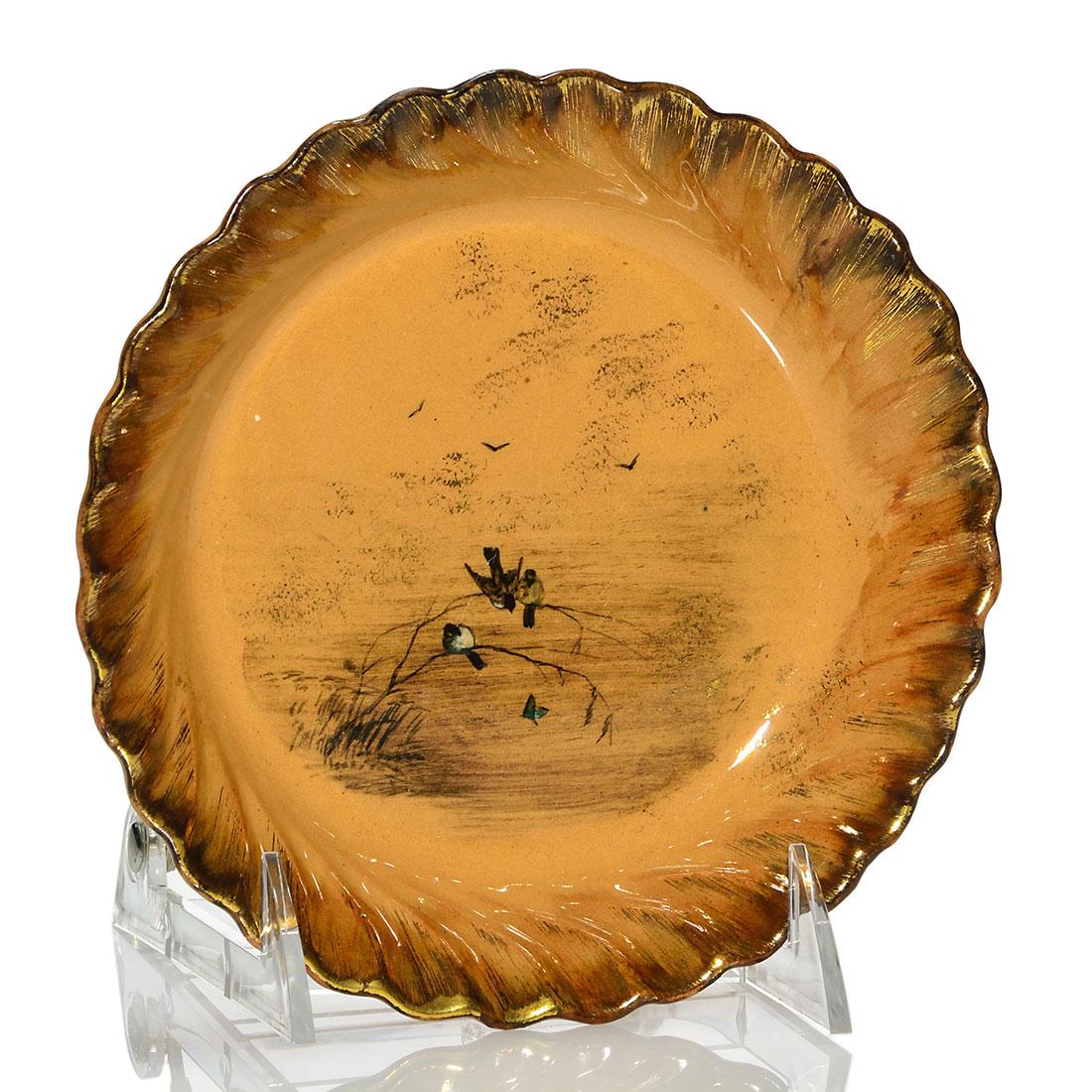 Rookwood Limoges plate, birds, Hirschfeld, 1883, 140, 6 (1 of 1)