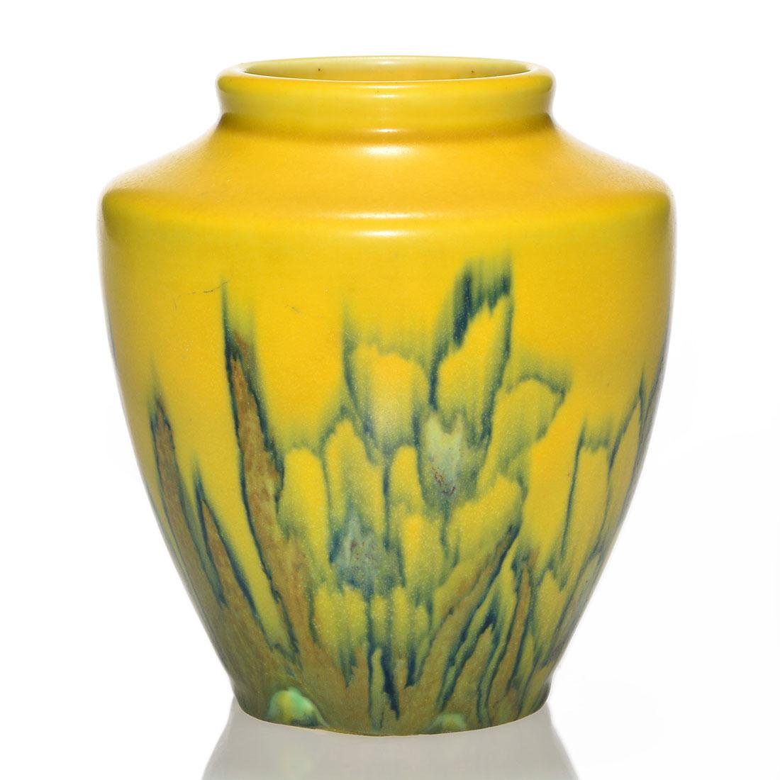 Rookwood Mat glaze vase, crocus, Klinger, 1925, 5 3/8 (1 of 1)