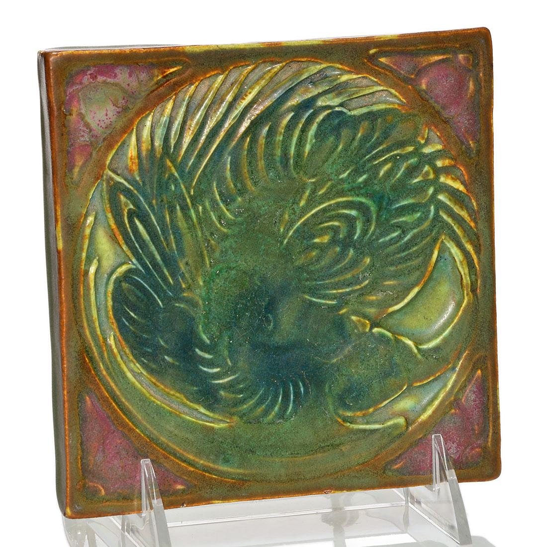 Rookwood trivet, crane, Hentschel design, 1914, 2048, 5 (1 of 1)