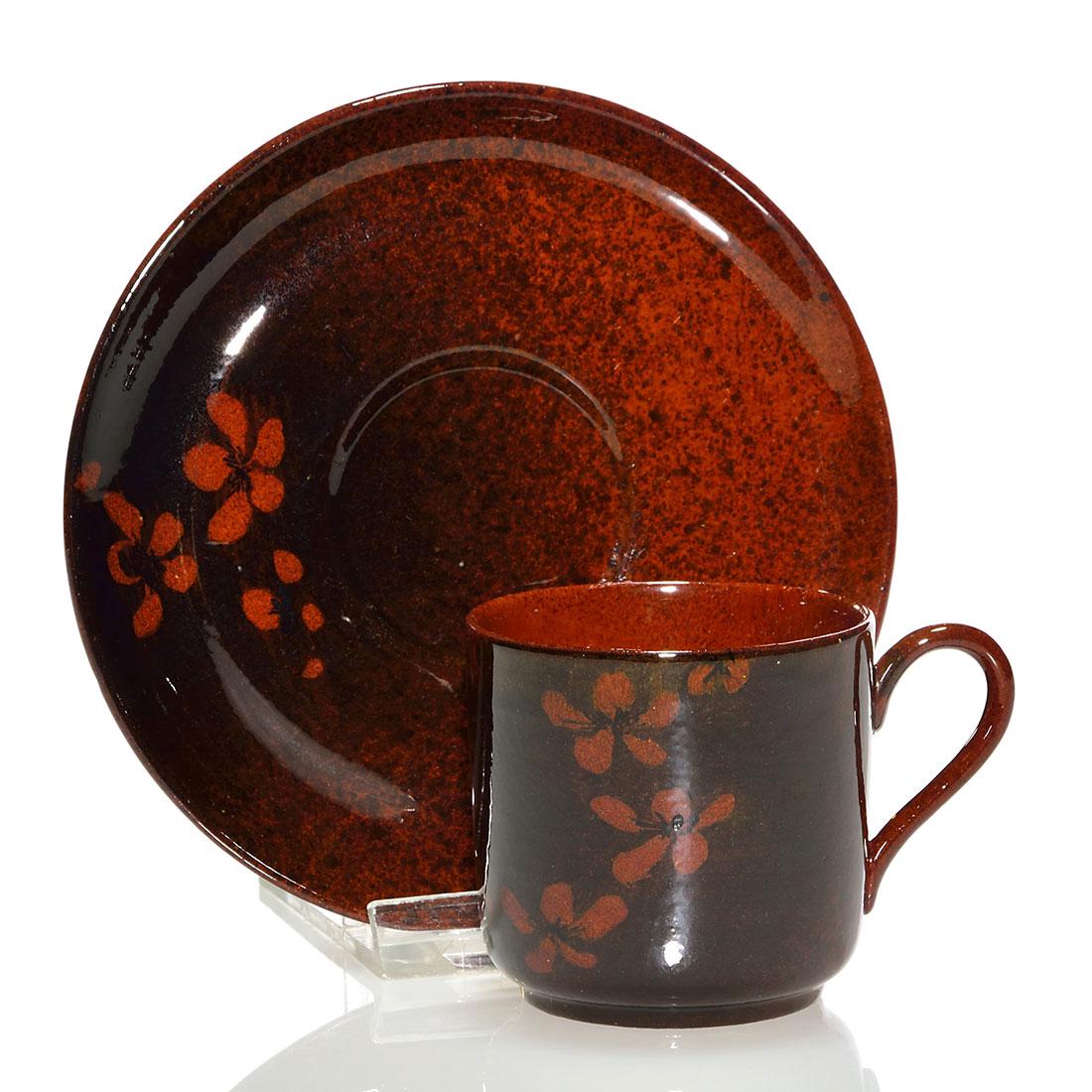 Rookwood Standard demi cup & saucer, A. Brennan, 1886 (1 of 1)