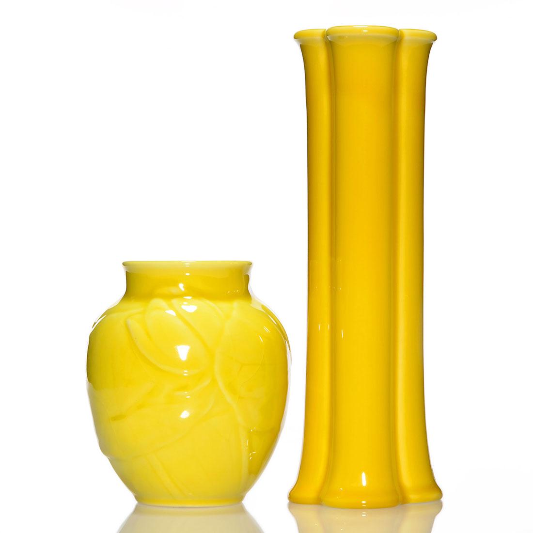 2 Rookwood yellow production vases, shapes 6833 & 2827E (1 of 1)