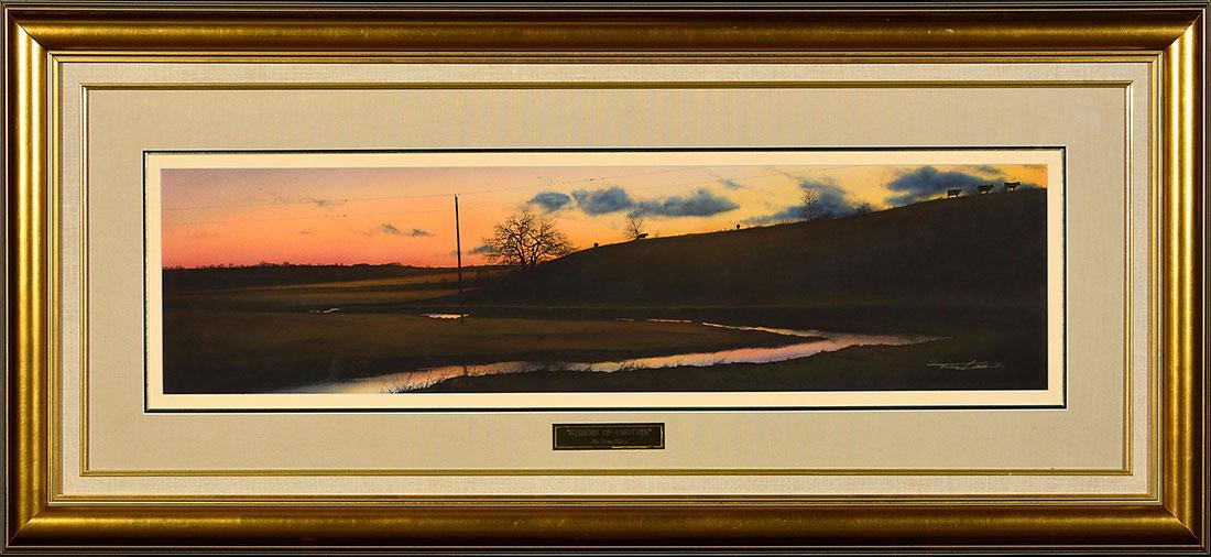 Large Tim Liess watercolor, "Storms of Emotion" 8 1/2": Rare Tim Liess (1965-2009 American, Indiana, Chicago) watercolor on paper entitled "Storms of Emotion." Liess is a graduate of the American Academy of Art in Chicago and works in dry brush watercolor 