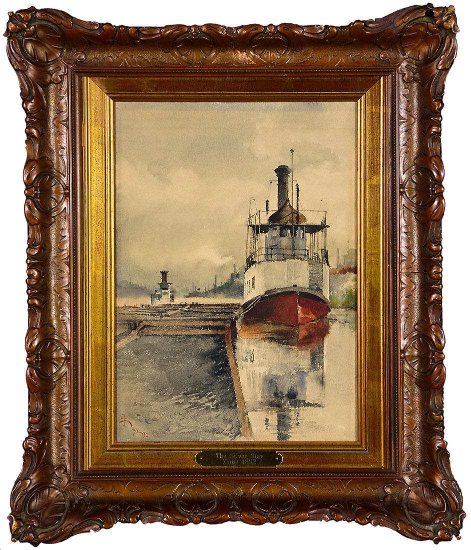 John Zettel, WC Silver Star on Ohio river, 14" x 10" (1 of 4)