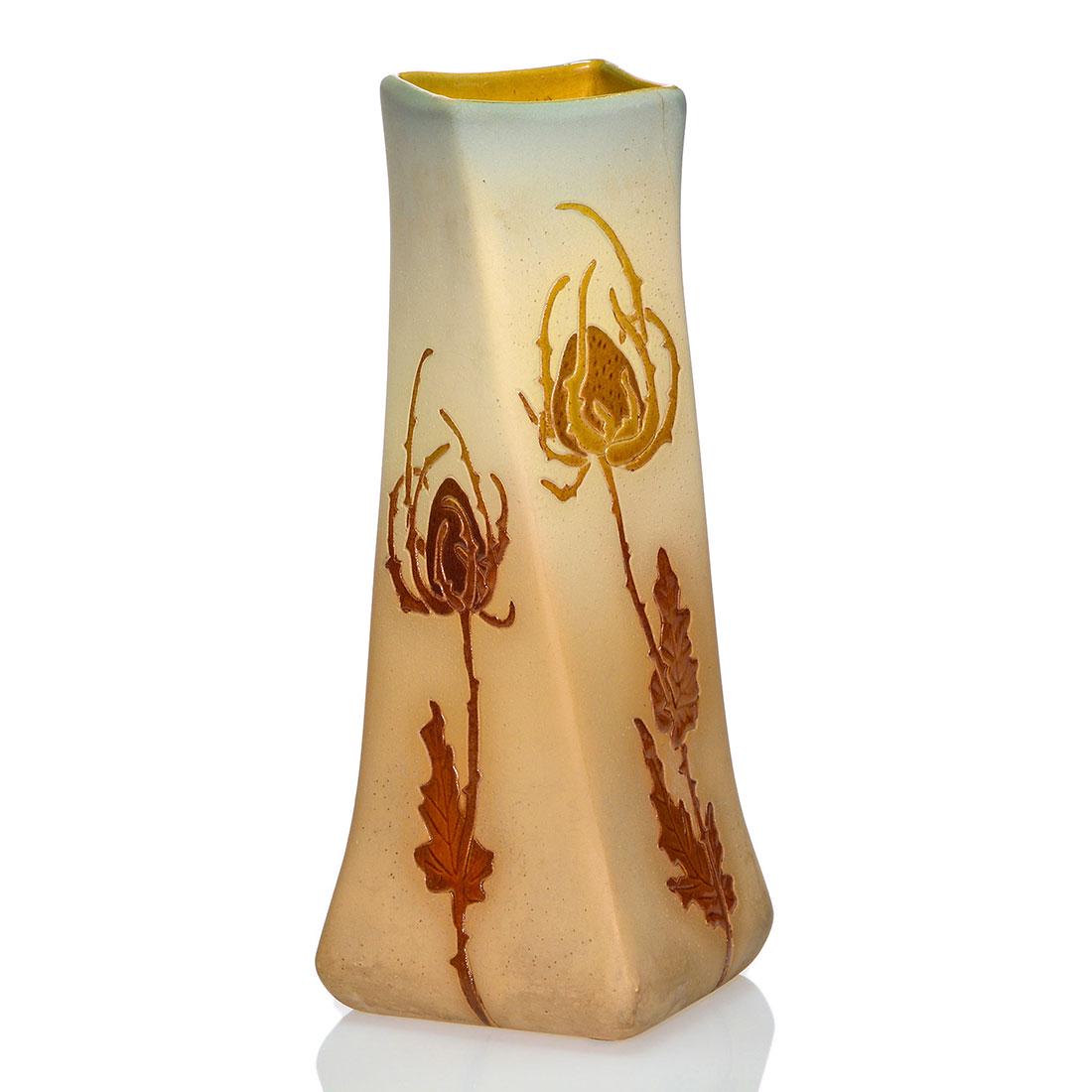 Roseville Rozane Woodland twist vase, teasel, 9 7/8" (1 of 2)
