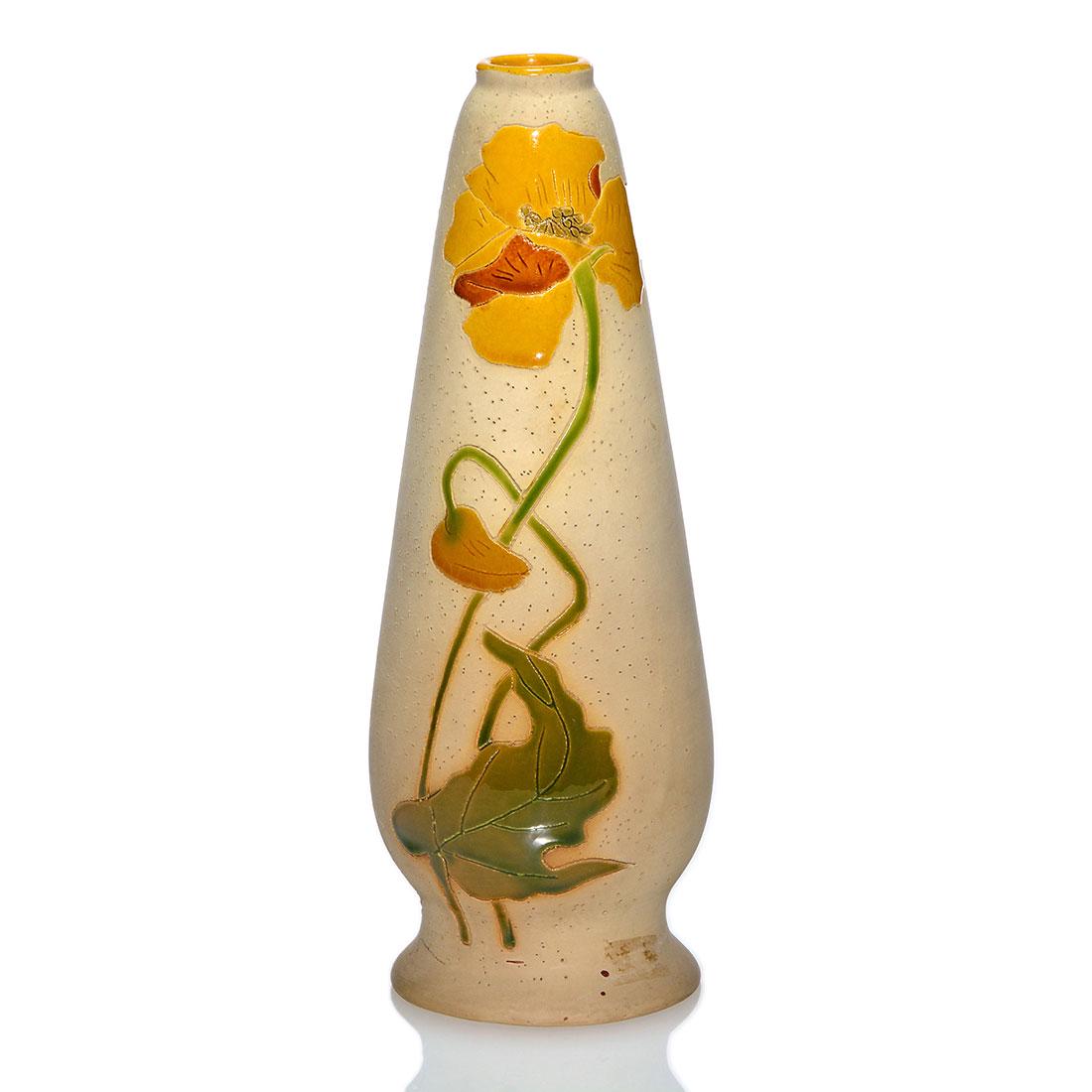 Roseville Woodland footed vase, 8 3/4 inches, paper (1 of 2)