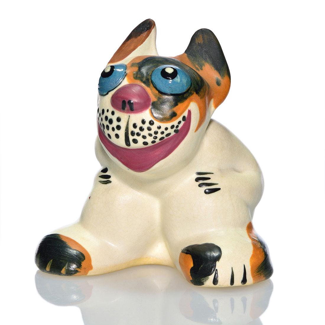 Weller small Pop Eye dog figure, 4", incised mark (1 of 2)