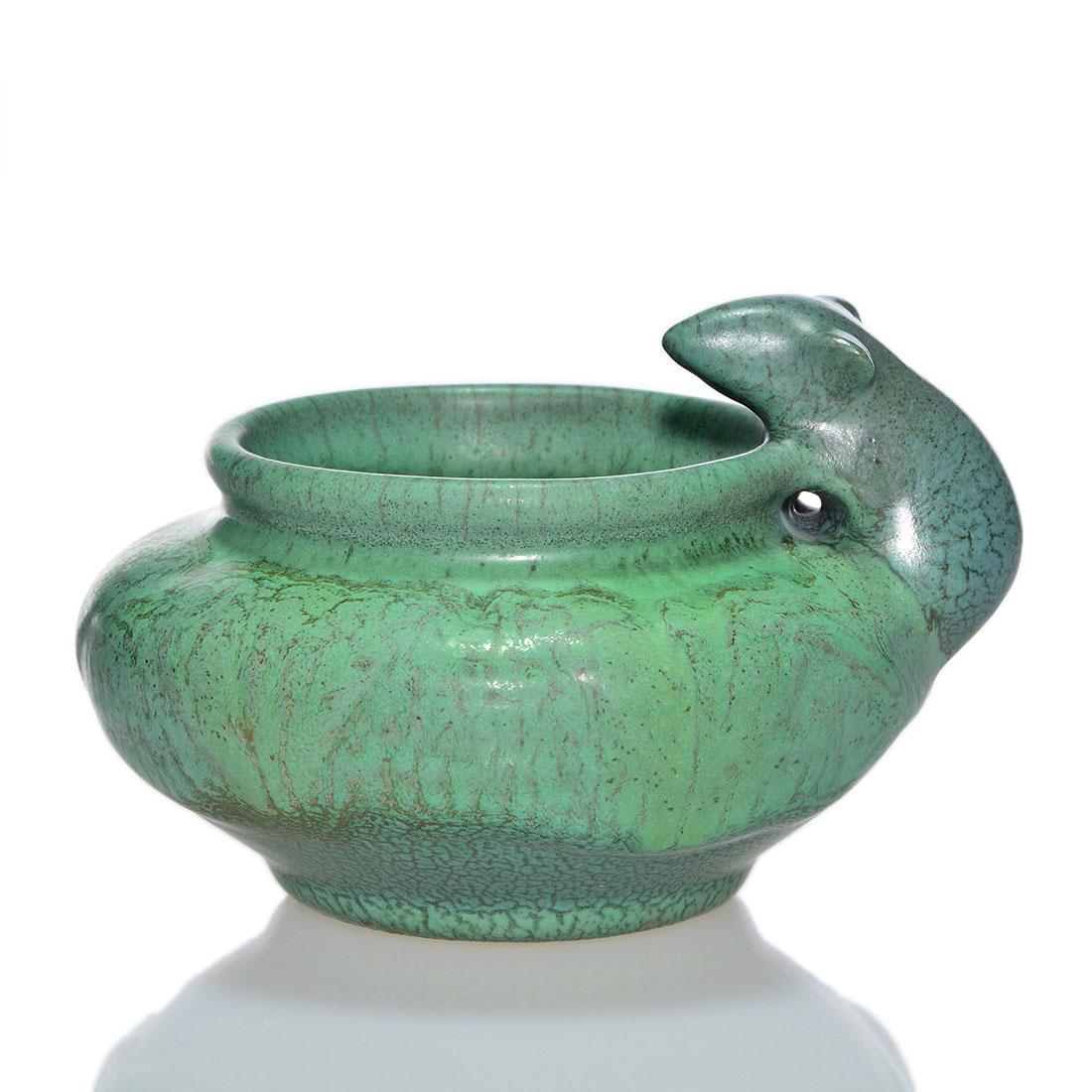 Rare Weller Matt Ware (Fru Russet) vase w/ mouse,2 3/4" (1 of 2)