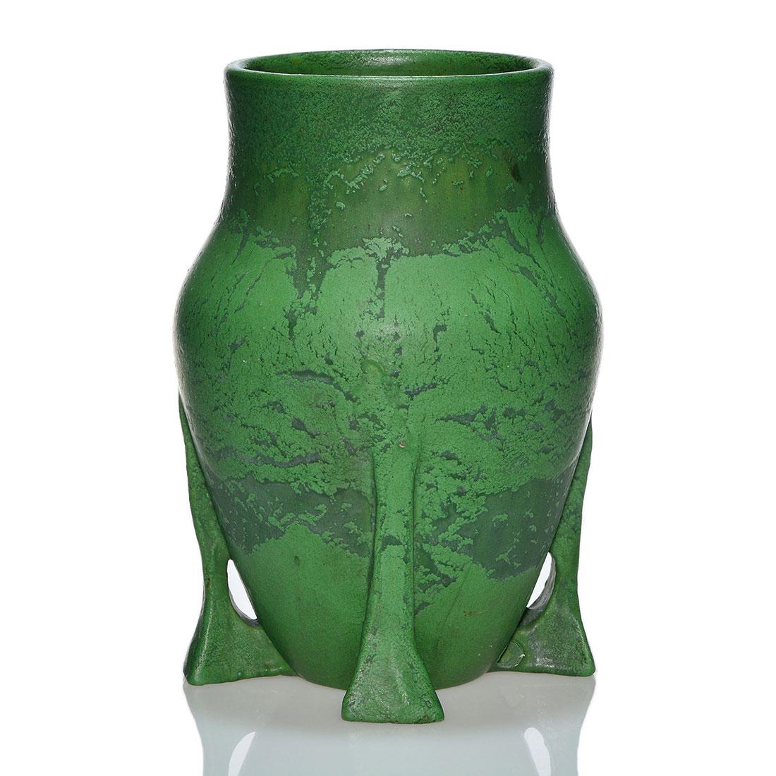 Strong Wheatley green mat buttressed vase, 11" (1 of 2)
