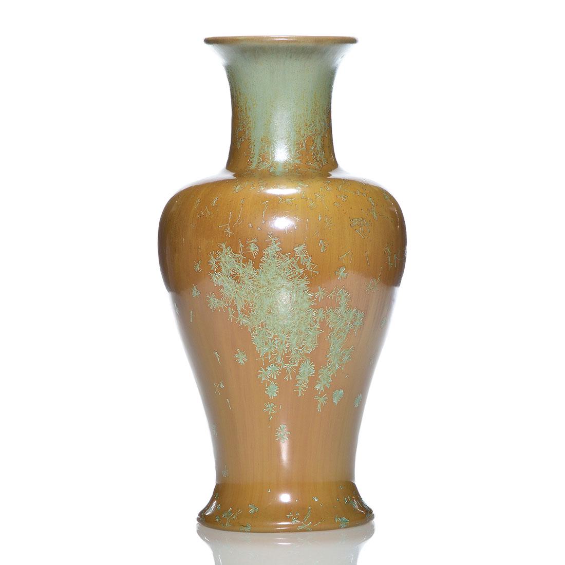 American Encaustic crystalline vase,  Rhead ?, 12 1/2" (1 of 2)