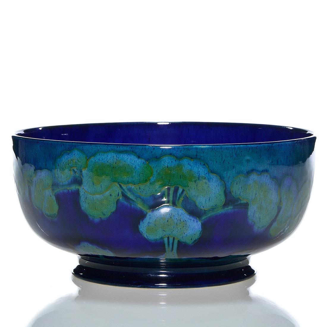 Early Moorcroft Moonlit Blue bowl,landscape,4" x 8 1/2" (1 of 2)