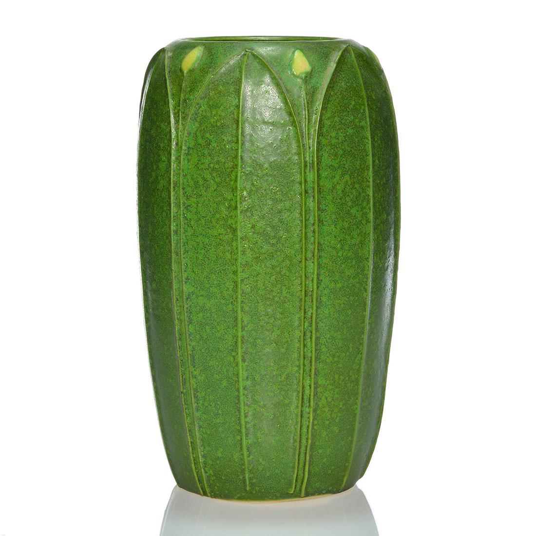 Arts & Clay Company 11 3/8" vase, floral, 1997