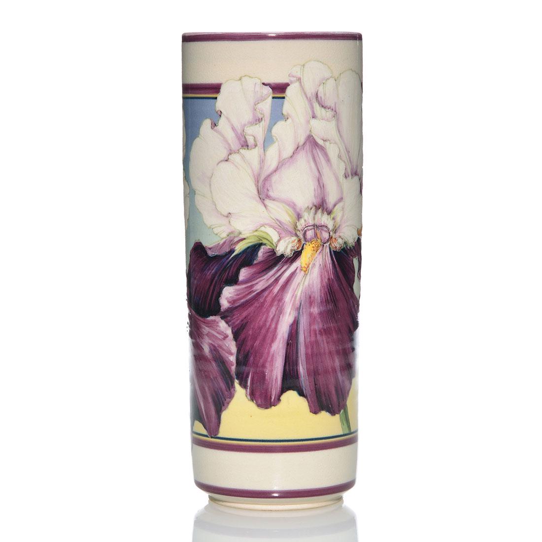 Santa Barbara Ceramic Design vase, irises, 12", Sargent (1 of 1)