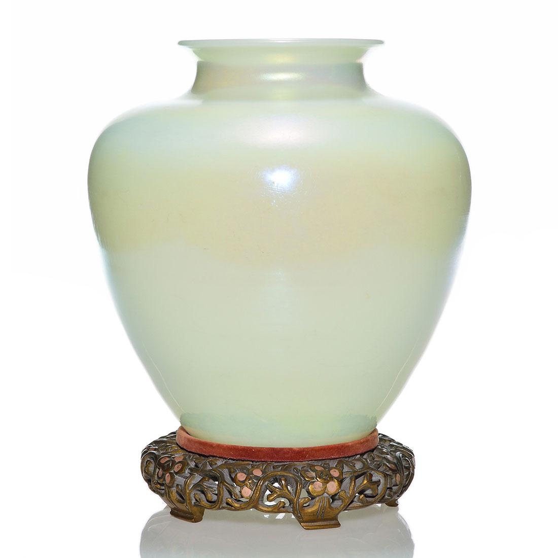Large Steuben Ivrene classical form vase, 10 1/8", (1 of 2)