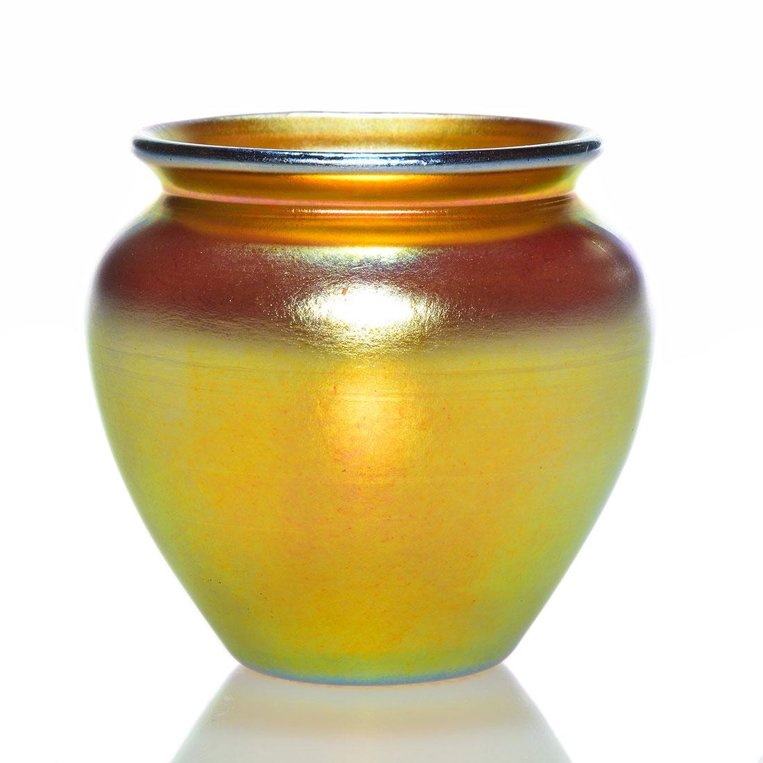 Steuben miniature gold Aurene vase, 2 1/2", signed, (1 of 1)