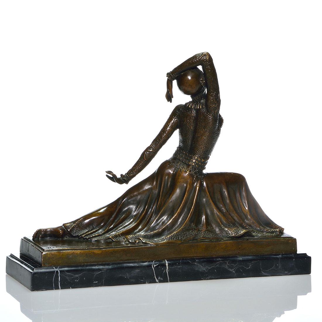 Chiparus bronze recast, kneeling dancer, 12 1/2" (1 of 4)