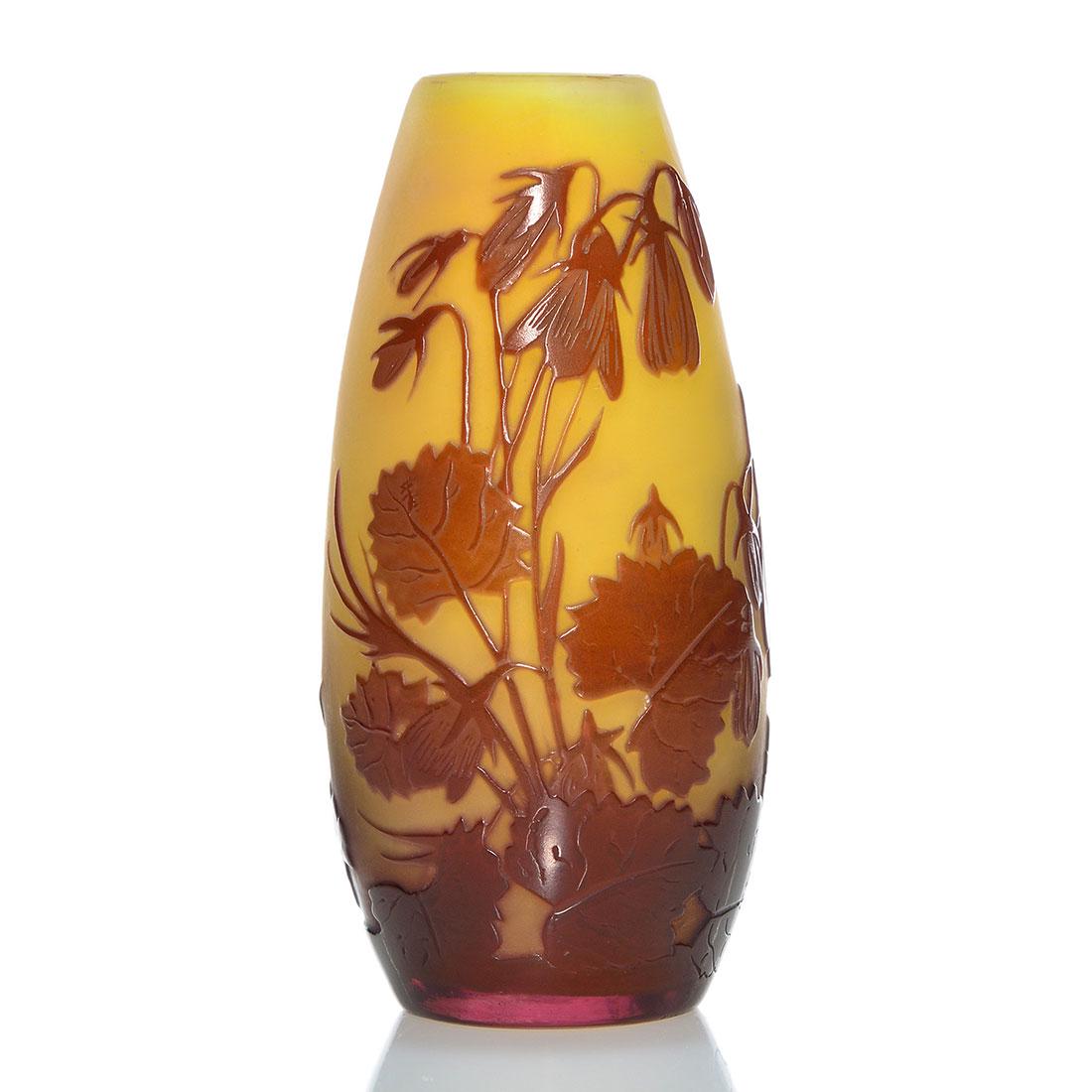 Galle cameo miniature vase, 4", violets, cameo (1 of 2)