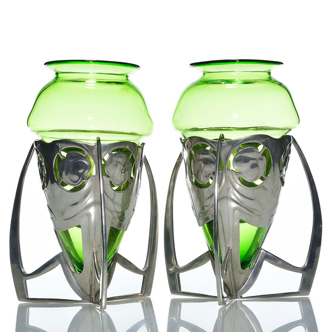 Arts & Crafts Archibald Knox vases, pewter 6 3/4" (1 of 2)