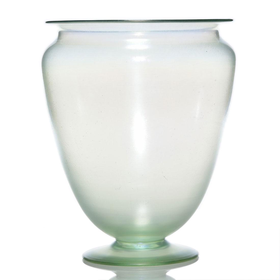 Steuben Aquamarine footed vase, 10 5/8", waffle pontil, (1 of 1)