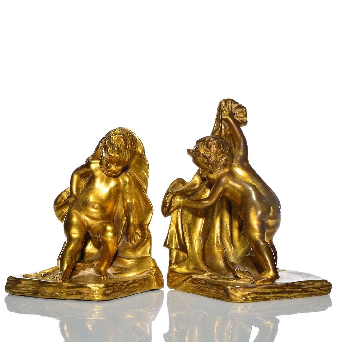Pr. Sterling Bronze Co. cherub bookends, 5 3/4" (1 of 1)