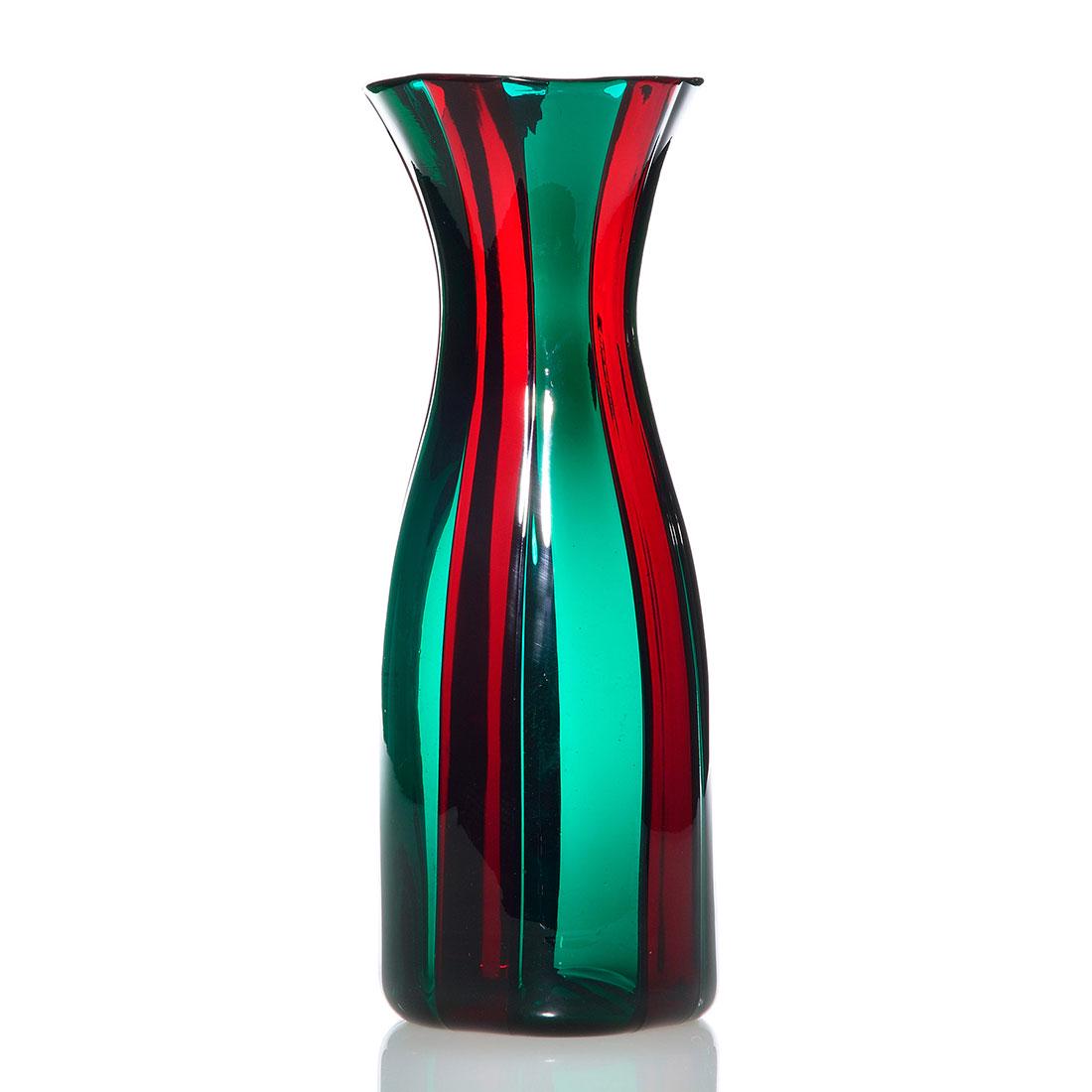 Murano Venezia carafe, bi-color verticale, 10 1/2", (1 of 3)